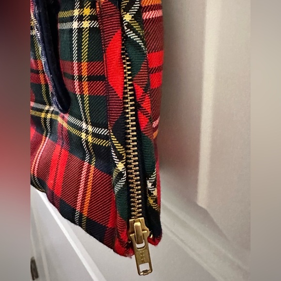 J. CREW Wool Blend Tartan Plaid Mountain Puffer Vest with Velvet Trim - Picture 4 of 9